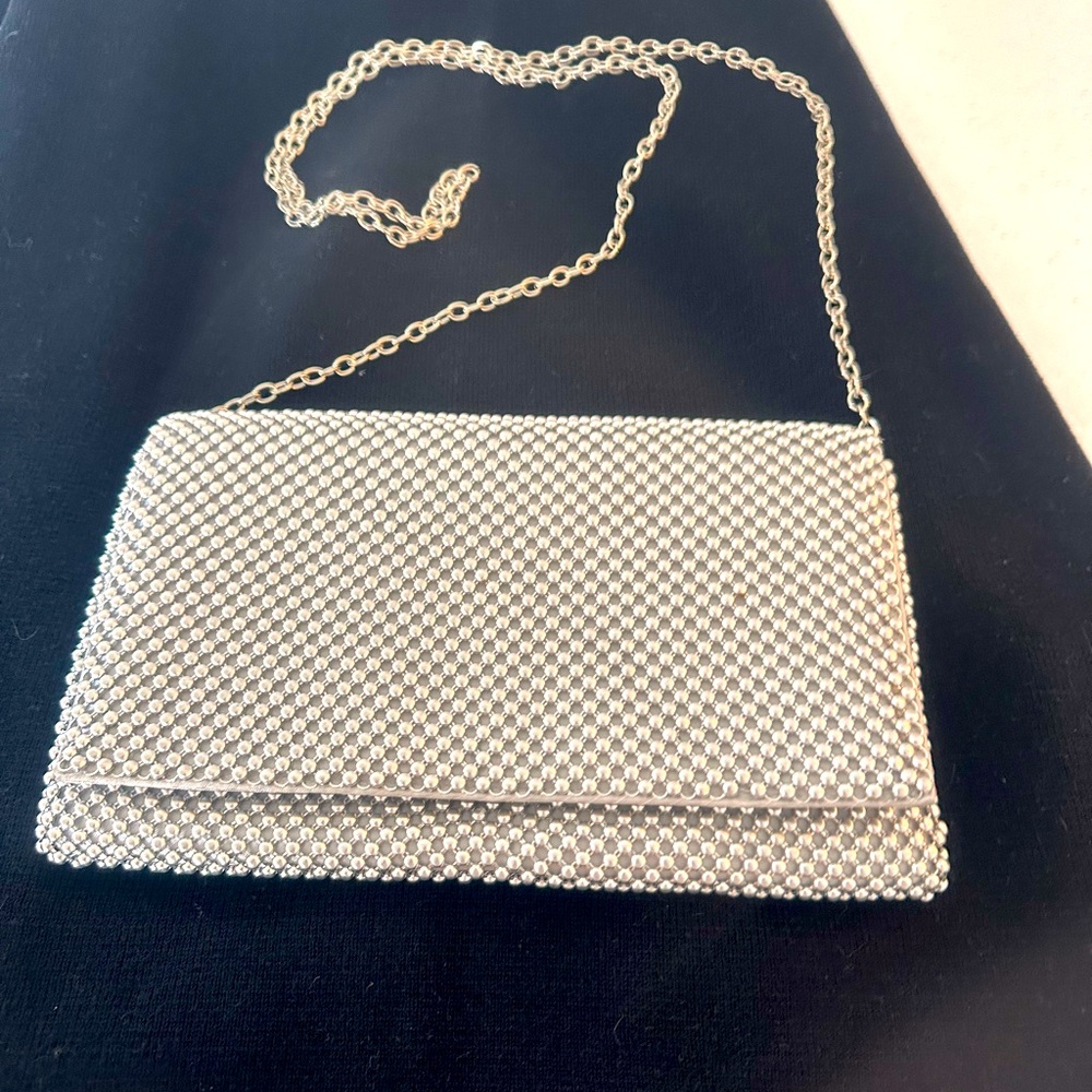 New Beaded silver clutch/crossbody, perfect for special evenings.